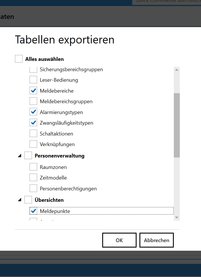 Tabellen Export Schritt 2