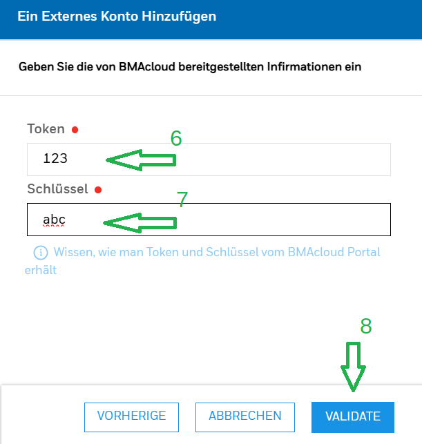 CLSS – Token und Schlüssel eintragen