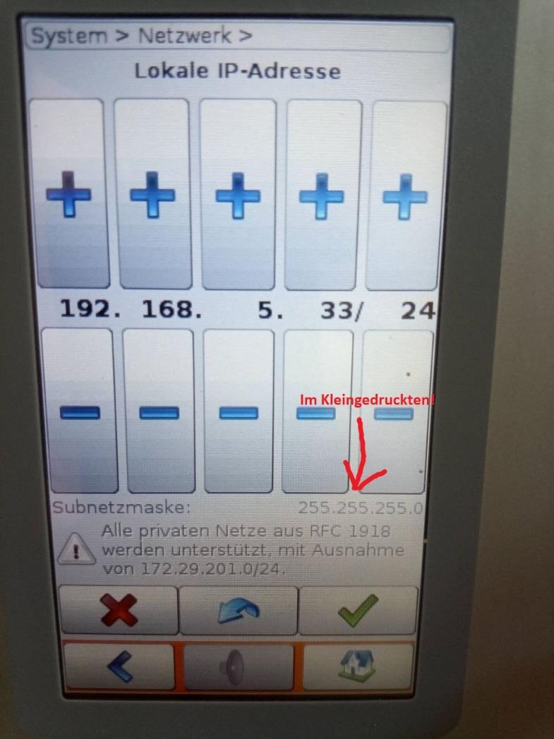 Lokale IP-Adresse der Anlage