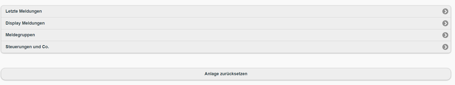 Menü Rückwirkung