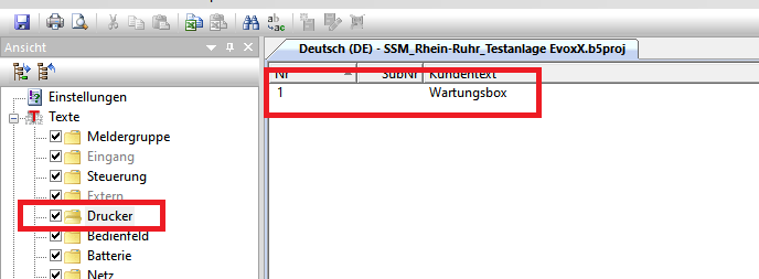 Projekttexte – Drucker benennen