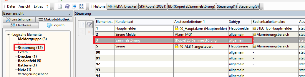 Steuerung – Ansteuerkriterium