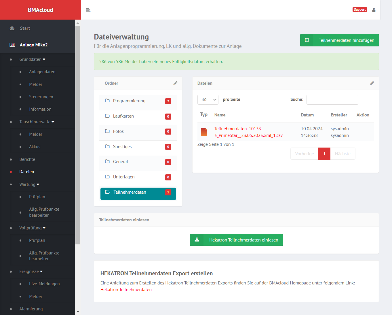 BMAcloud – Teilnehmerdaten hochladen