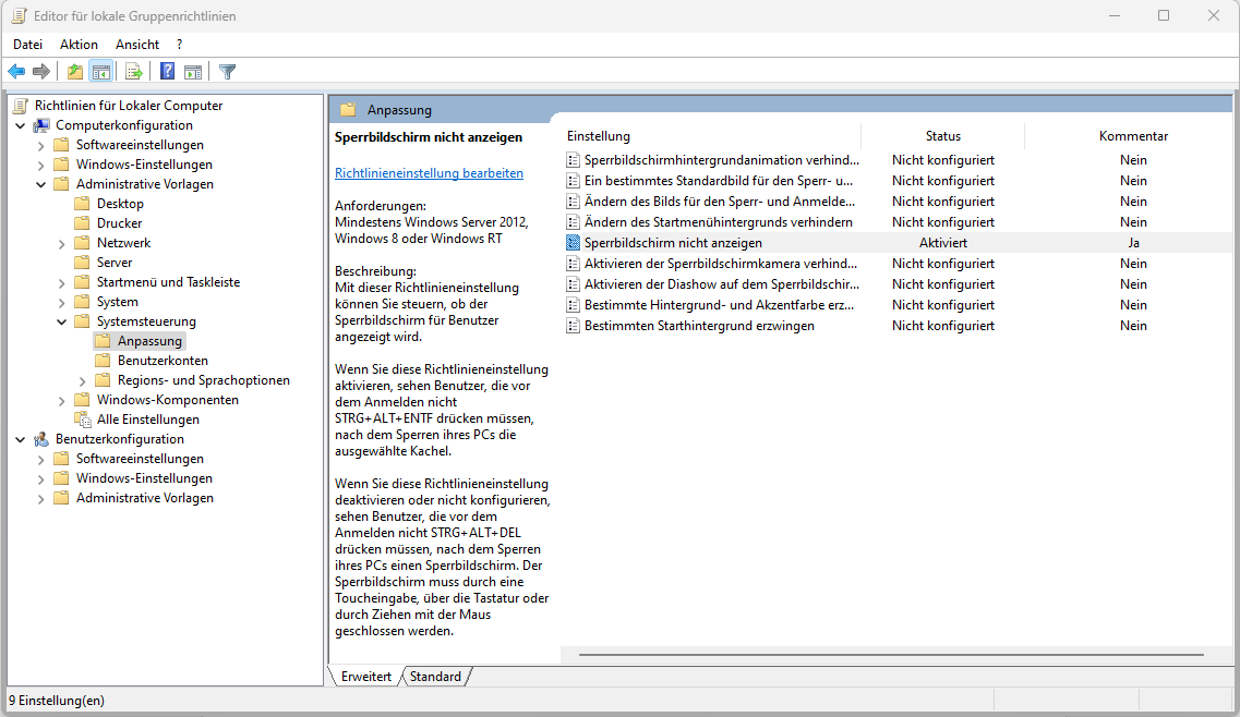 Gruppenrichtlinien Editor
