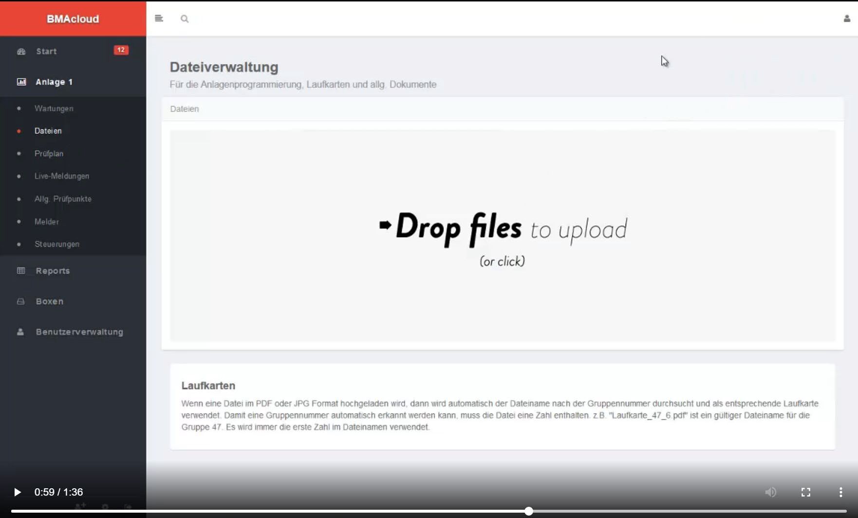 BMAcloud Dateiverwaltung – Drop files