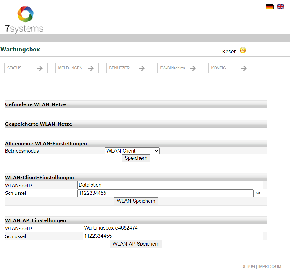 Wartungsbox WLAN-Client