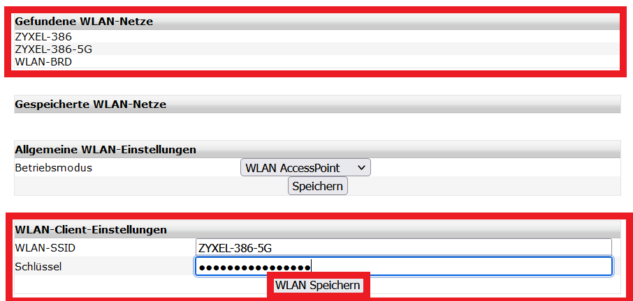 Weboberfläche 2, W-LAN verbinden