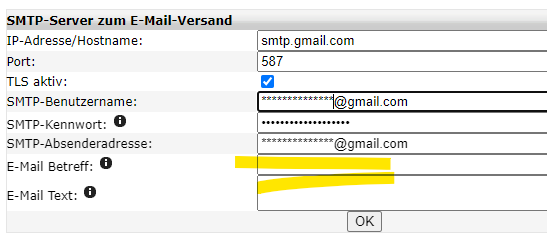 Gmail Konfiguration Beispiel