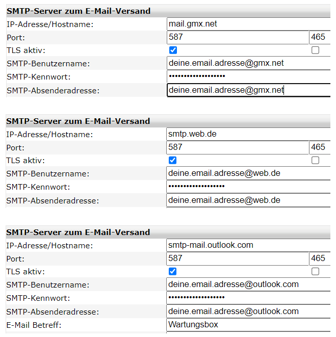 Gmail SMTP Einstellungen 2