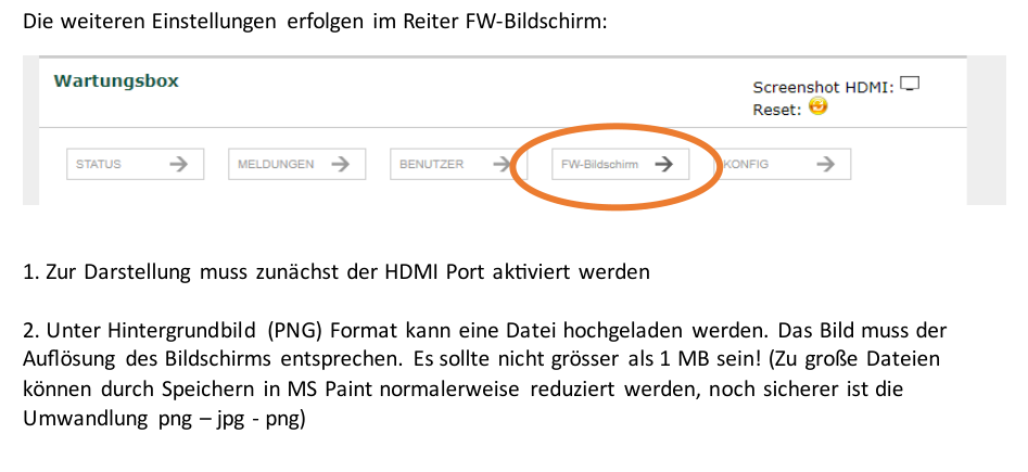 Einstellungen für HDMI und Hintergrundbild