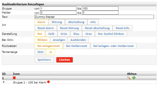 Feuerwehrbildschirm Konfiguration