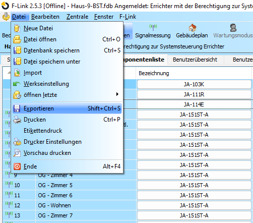Export Dialog