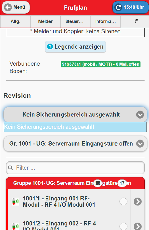 Sicherungsbereiche Fehler